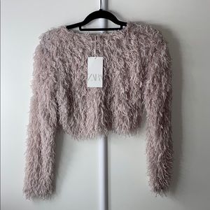 Zara cropped fuzzy sweater